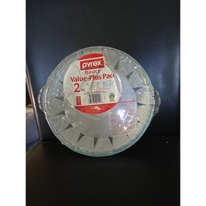 Vintage Pyrex DEEP DISH PIE PLATE 9 1/2" Fluted Rim‎ Tab Handles Clear Glass NOS